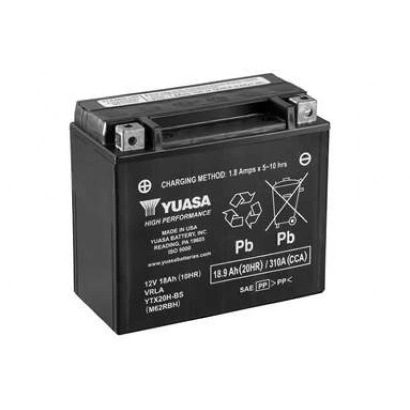 МОТО Yuasa 12V 18,9Ah High Performance MF VRLA Battery AGM YTX20H-BS(сухозаряжений